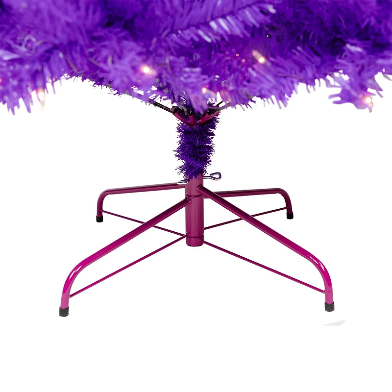 6ft. Pre-Lit Purple Medium Pine Artificial Christmas Tree, Clear Lights