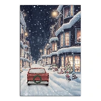 Snowy Christmas Village Canvas Wall Art
