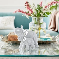 9" Silver Glam Elephant Sculpture