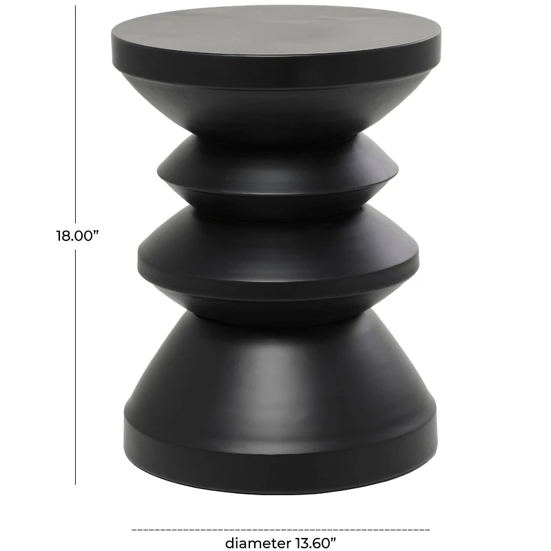 18" Black Metal Art Deco Inspired Accent Table