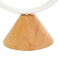 Black & White Metal Abstract Circular Ring Candle Holder with Wooden Cone Bases Set