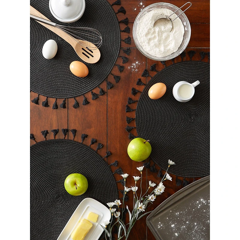 DII® Tassel Fringe Woven Round Placemats