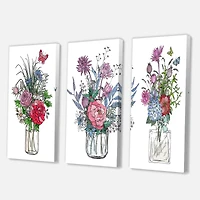 Designart - Bouquets of Wildflowers In Transparent Vases I