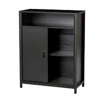 Glitzhome® 32" Black Double Door Modern Storage Floor Cabinet
