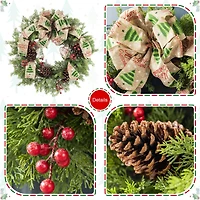 Glitzhome® 24" Cypress Leaves & Pinecone Wreath with Ribbon & Bow