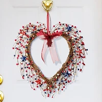 Glitzhome® 17" Patriotic American Berry Heart Wreath