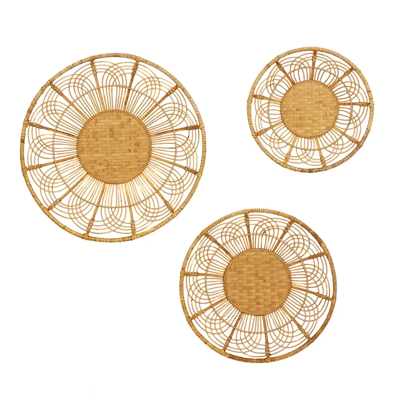 Set of 3 Brown Metal Boho Style Wall Decor 24", 20", 16"