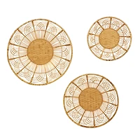 Set of 3 Brown Metal Boho Style Wall Decor 24", 20", 16"