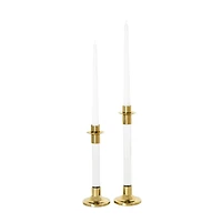 Gold Stainless Steel Candle Holder with Clear Glass Center Set