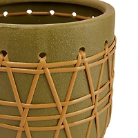 Hello Honey® 10.5" Green Stoneware Planter with Woven Design