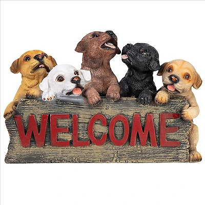 Design Toscano 12" Puppy Parade Welcome Sign