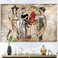 Designart 'Squad Goals Oversized Fashion Multipanel Wall Clock