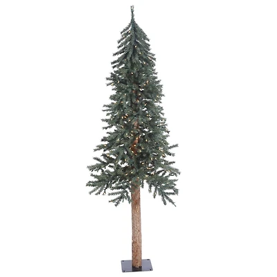 6ft. Pre-Lit Natural Bark Alpine Artificial Christmas Tree, Clear Dura-Lit® Lights
