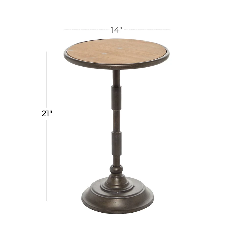 14" Black Industrial Wood Accent Table