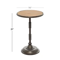 14" Black Industrial Wood Accent Table