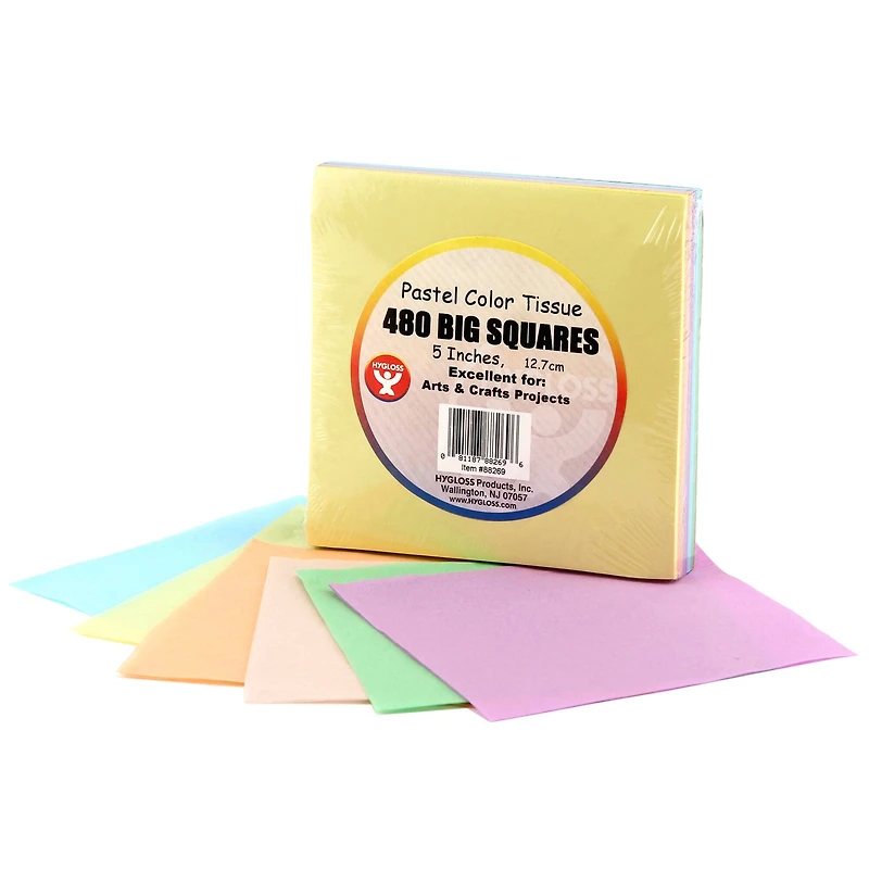 Hygloss 5" Pastel Tissue Squares, 3 Packs of 480