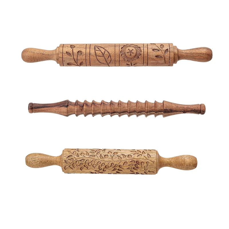 Hello Honey® Hand-Carved Wood Rolling Pin Set