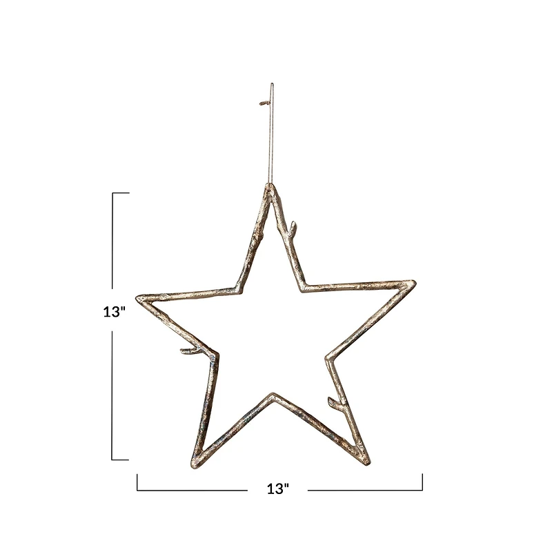 Hello Honey® 13" Antique Gold Twig Star Metal Ornament