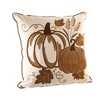 Glitzhome® Cotton Embroidered Pumpkin Pillow Cover