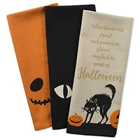 DII® Assorted Jack-O'-Lantern Halloween Printed Dishtowel Set