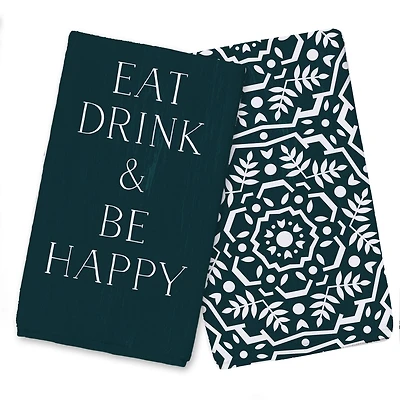 Eat Drink & Be Happy Tea Towel Set