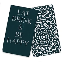 Eat Drink & Be Happy Tea Towel Set