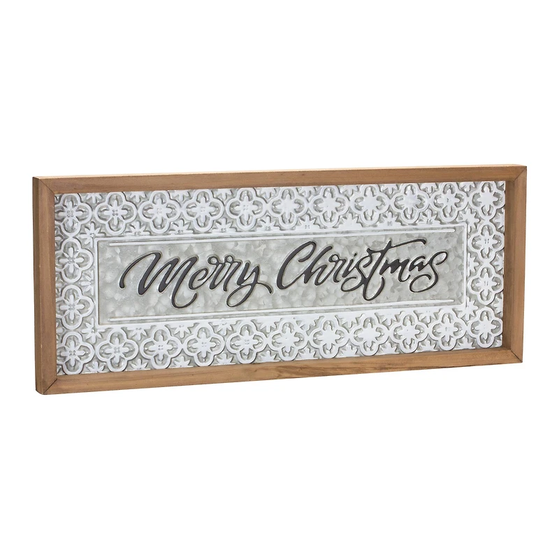 White Galvanized Merry Christmas Hanging Wall Décor