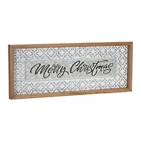 White Galvanized Merry Christmas Hanging Wall Décor