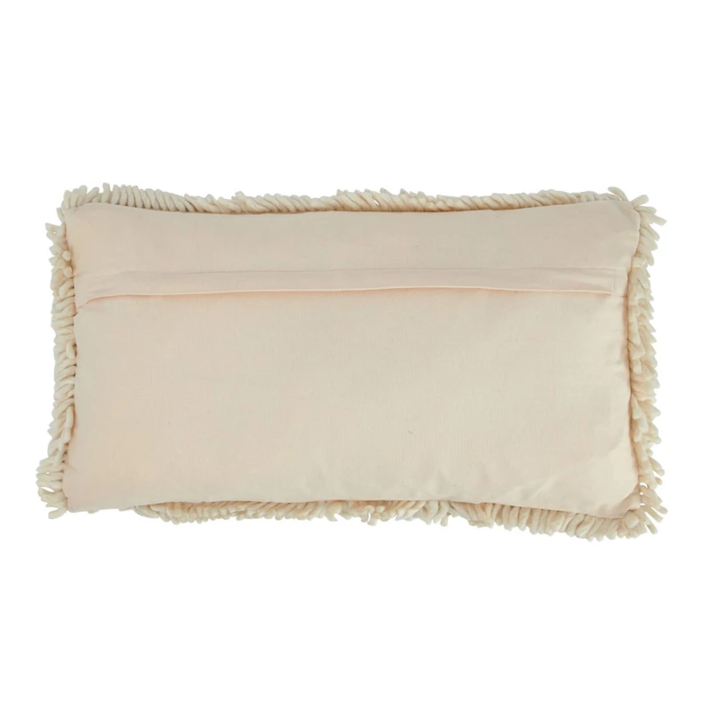 Hello Honey® Cream & Red "Peachy" Tufted Wool & Cotton Lumbar Pillow