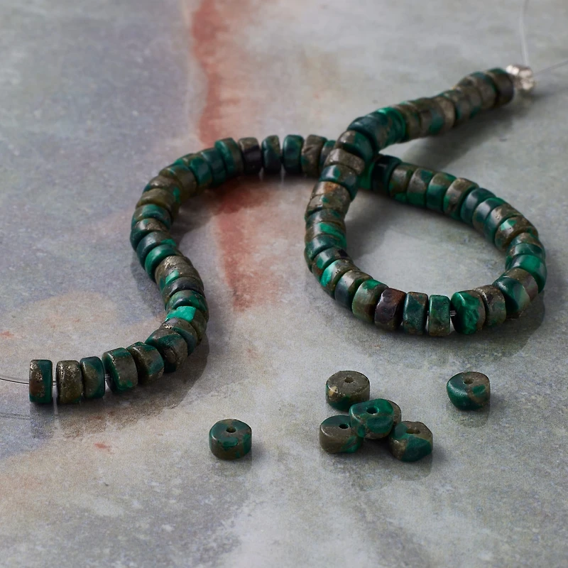Green Reconstituted Stone Heishi Beads by Bead Landing