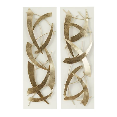 White Wood Contemporary Wall Decor, Set of 2 37" x 12" x 2"