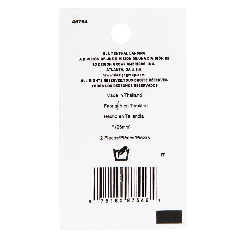 LaMode 1" Natural Shell 2-Hole Buttons, 2ct.