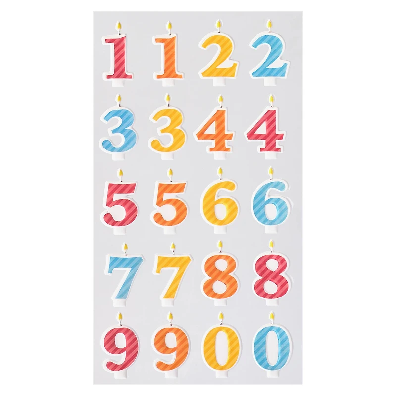 12 Pack: Birthday Number Candle Puffy Stickers by Recollections™