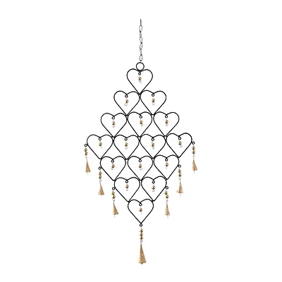 Gold Industrial Hearts Windchime, 16" x 1" x 27"