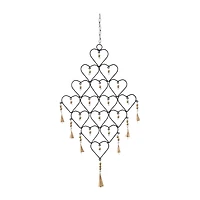 Gold Industrial Hearts Windchime, 16" x 1" x 27"
