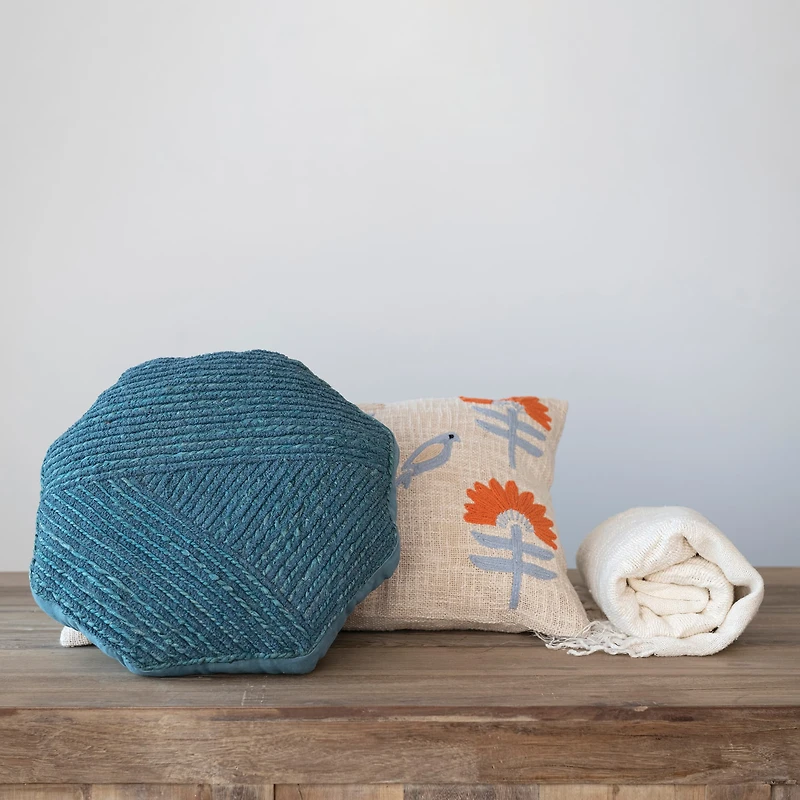 Hello Honey® Cream & Natural Stripes & Fringe Woven Linen Throw Blanket