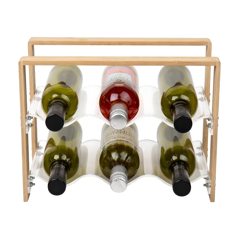 Mind Reader Modern Collection Bamboo & Acrylic 6 Bottle Wine Rack