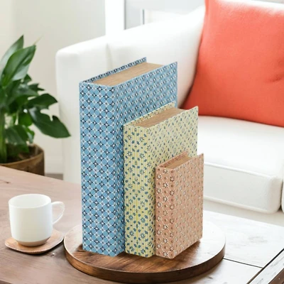 Floral Canvas Faux Book Box Set