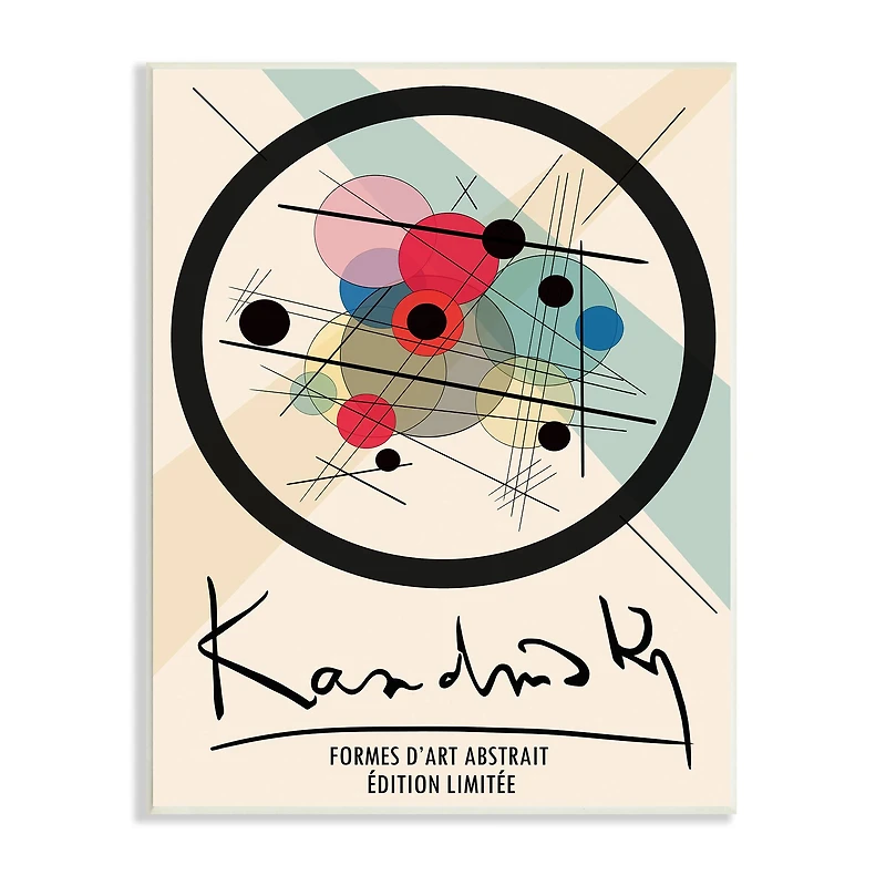 Stupell Industries Kandinsky Traditional Abstract Layered Circles Patchwork Lines Wall Plaque