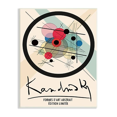 Stupell Industries Kandinsky Traditional Abstract Layered Circles Patchwork Lines Wall Plaque