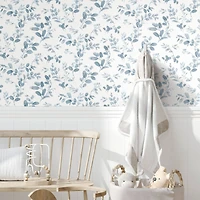 RoomMates Blue Dancing Leaves Peel & Stick Wallpaper