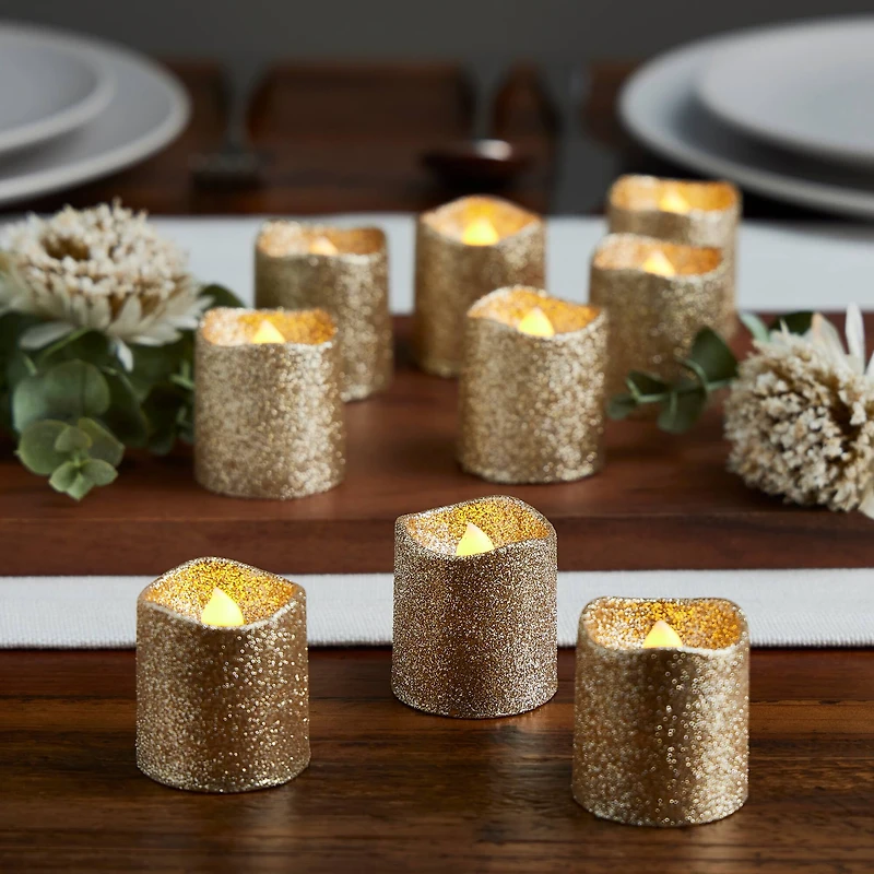 Champagne Glitter LED Votive Candles By Ashland® 12ct.