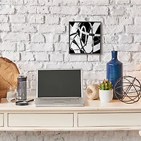 Stupell Industries Black and White Abstract Moving Paint Brush Strokes,12" x 12"