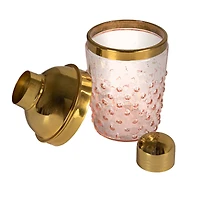 Hello Honey® Pink & Gold Hand-Blown Glass & Stainless Steel Hobnail Cocktail Shaker