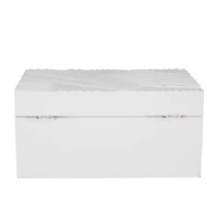 Novogratz White Wood Intricate Carved Box with Hinged Lid Set