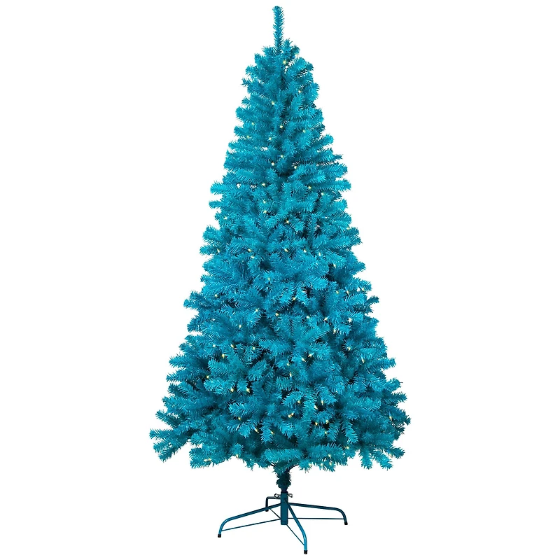 7ft. Pre-Lit Medium Turquoise Pine Artificial Christmas Tree, Clear Lights