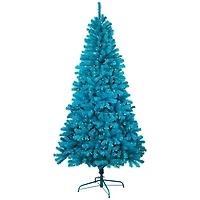 7ft. Pre-Lit Medium Turquoise Pine Artificial Christmas Tree, Clear Lights