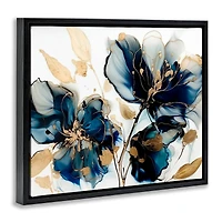 Stupell Industries Blue Swirling Modern Flowers Floater Framed Art