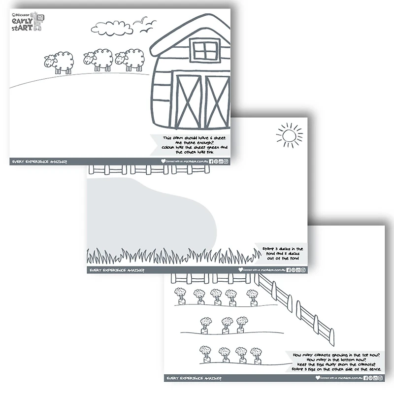 Micador® early stART® Stamp & Colour Barnyard Pack, 9ct.