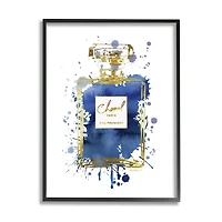 Stupell Industries Blue Pop Splash Glam Fragrance Bottle Framed Wall Art
